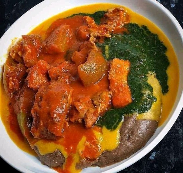 Amala and abula in white bowl