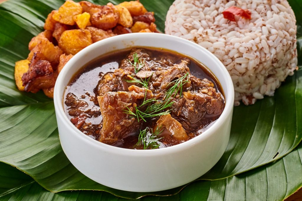 Ofada rice served in leaves