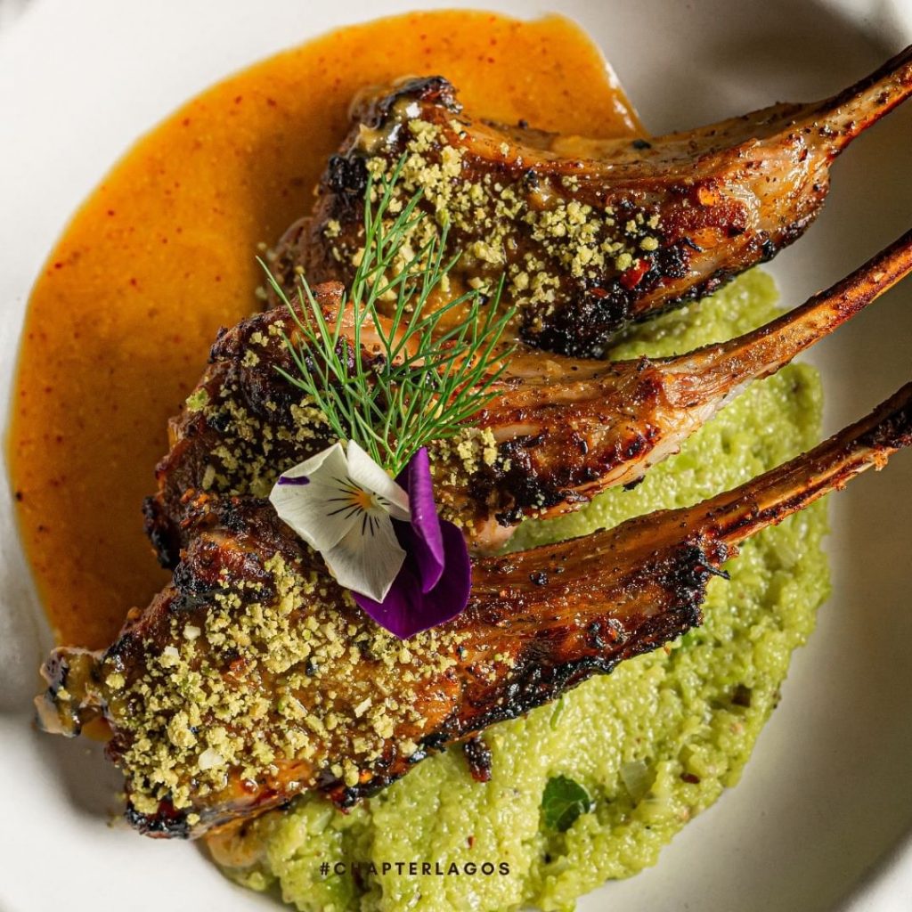 Pistachio lamb shank at Chapter Lagos