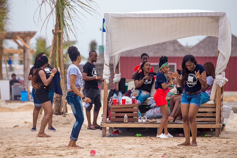 A group having fun at Landmark Beach Lagos