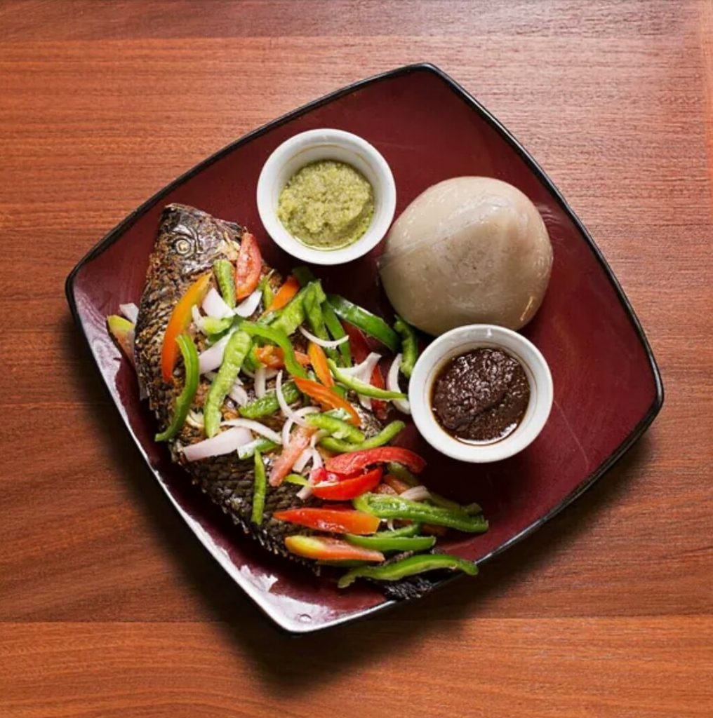 Banku, shito and tilapia fish